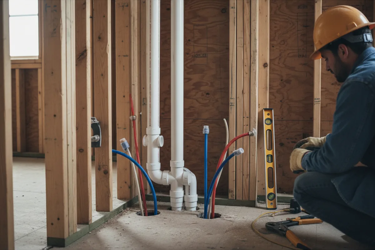 Drain and supply rough-in during Leak Detection in Tulsa
