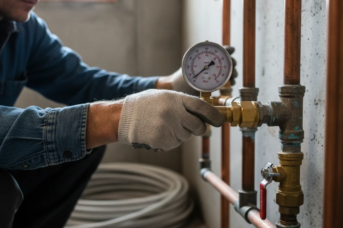 Pressure testing a repaired line during Water Line Repair in Tulsa